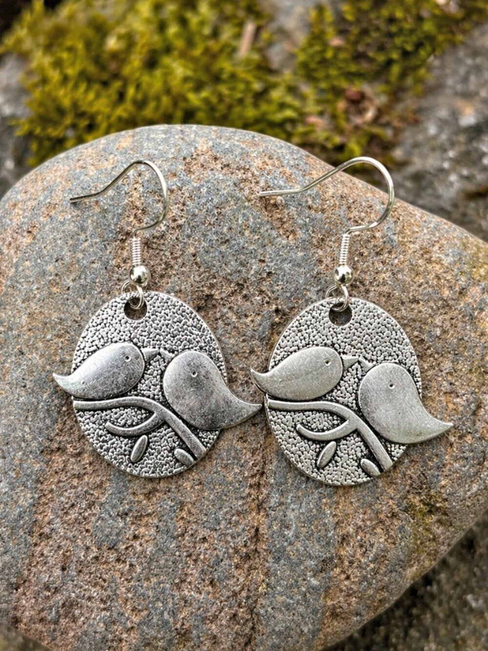 Love Bird Drop Earrings Antique Silver - Picture 4 of 6